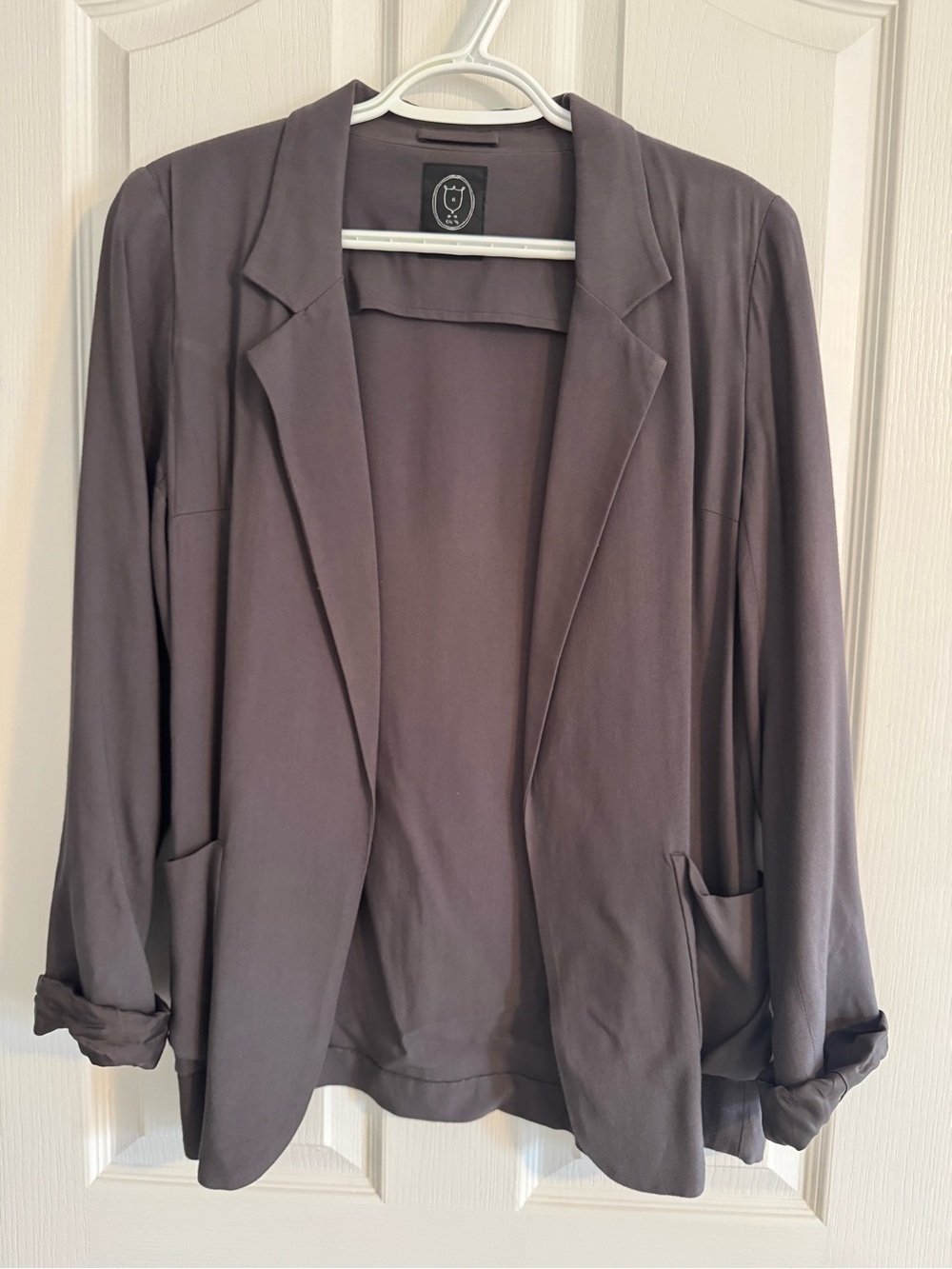 Talula Open-Front Blazer Jacket - Charcoal Gray